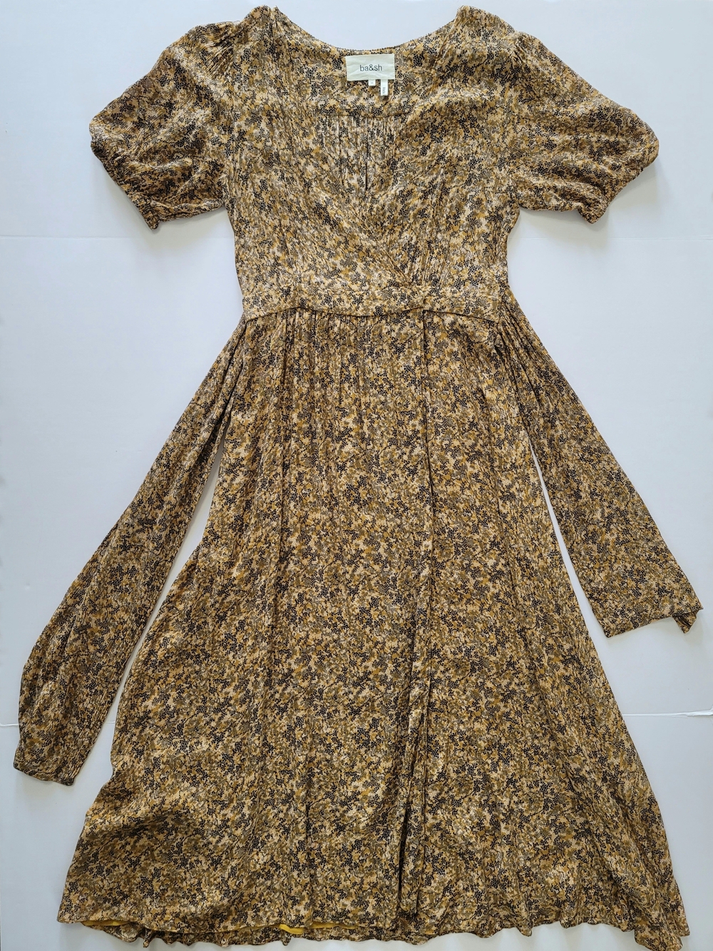Ba&sh Noemi Brown Floral Wrap Tie Midi Dress XS Boho Romantic - Picture 3 of 11